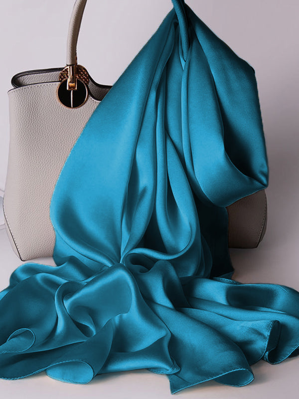 SilkSilky-UK Pure Silk Scarf Teal 001