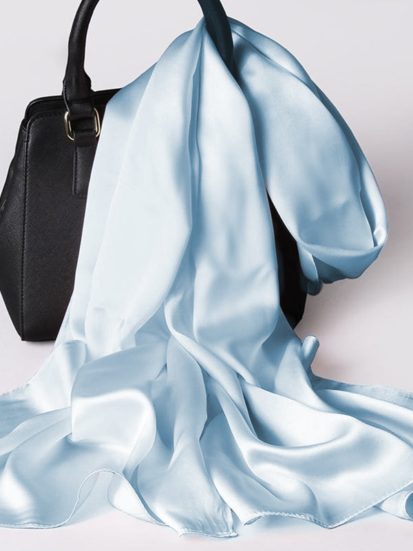 SilkSilky-UK Pure Silk Scarf LightBlue 001