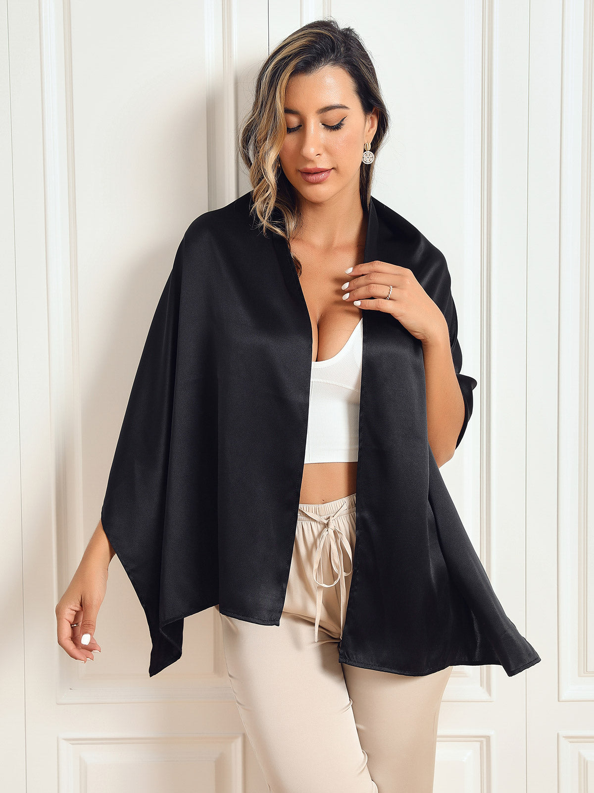 SilkSilky-UK Pure Silk Scarf Black 001