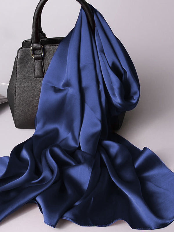 SilkSilky-UK Pure Silk Scarf DarkBlue 001