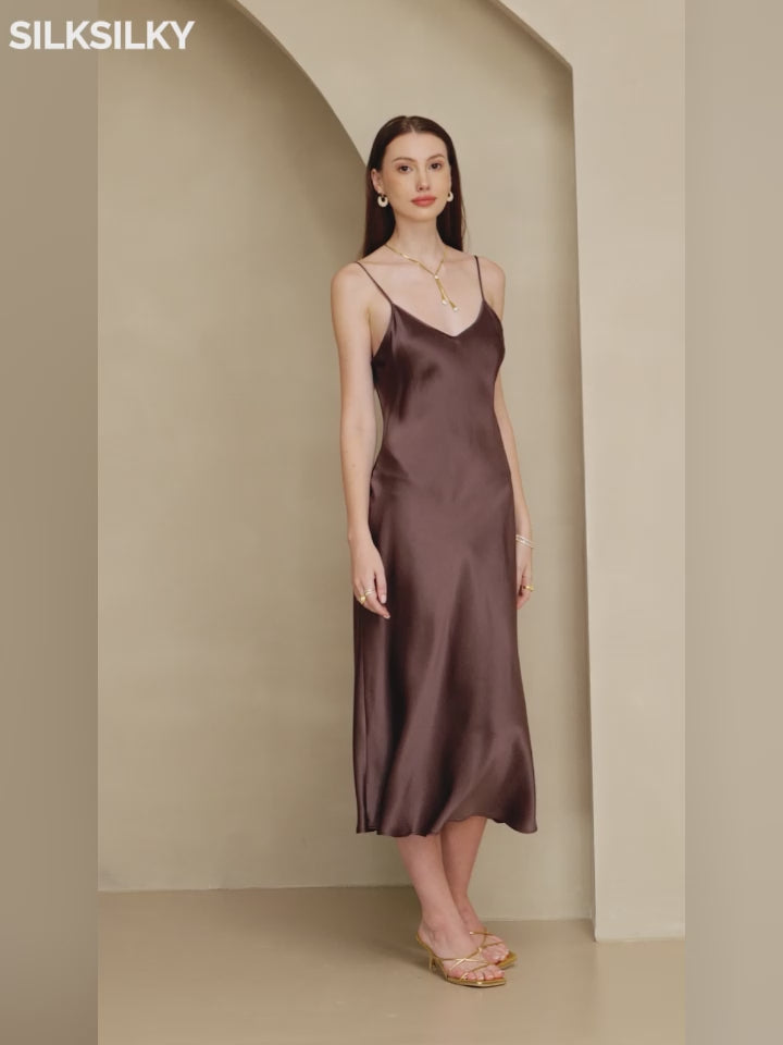 SilkSilky-UK Pure Silk Round Neck Dress video 001