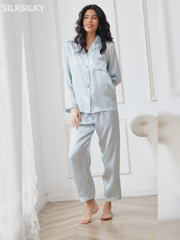 SilkSilky-UK Pure Silk Womens Pajamas video 001
