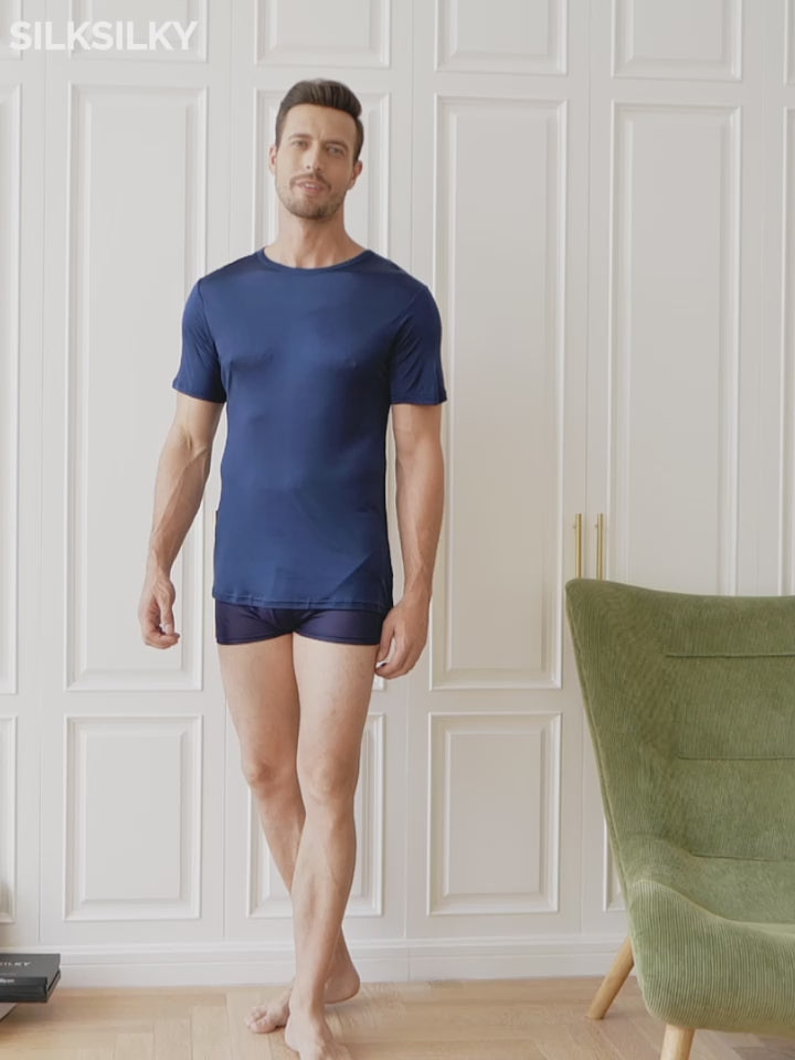 SilkSilky-UK Silk Knitted Round Neck Men's T-Shirt video 001