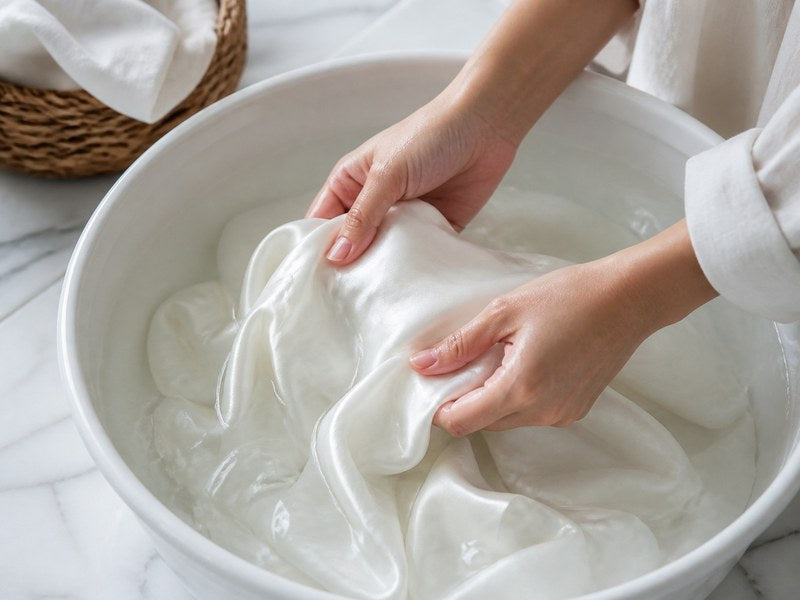 Silk clothing being washed gently at home