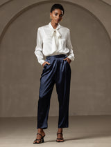 [Dark Blue] SilkSilky-UK 19Momme Silk Womens Pants 001