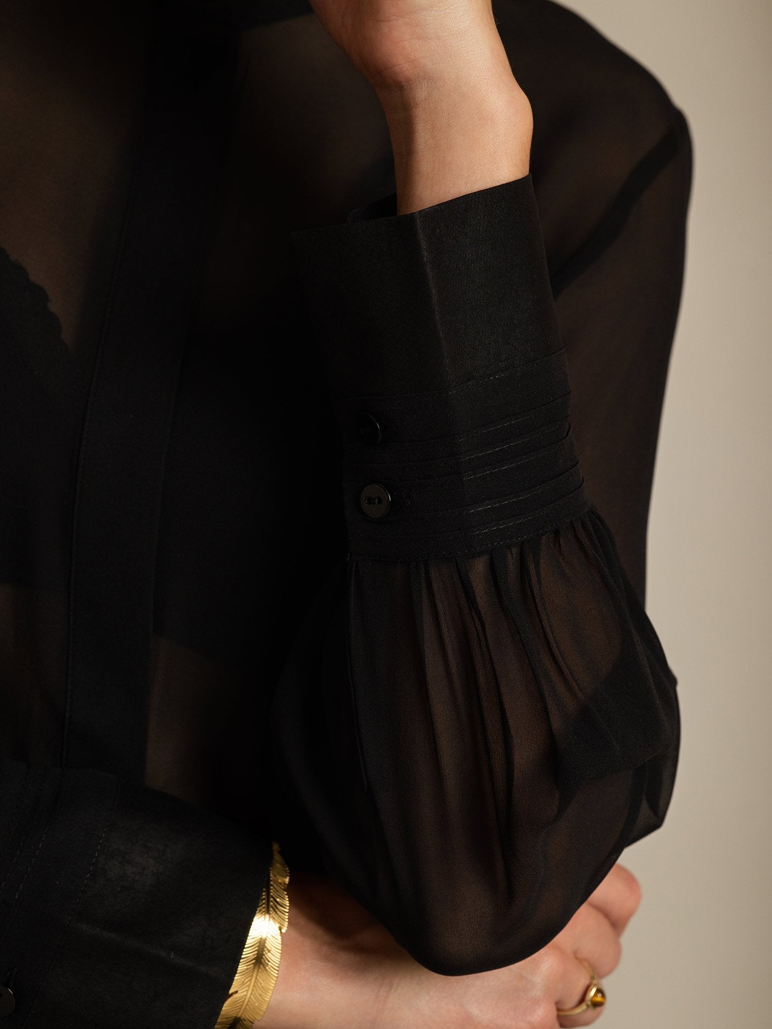 [Black] SilkSilky-UK Pure Silk Split Women's Shirt 004