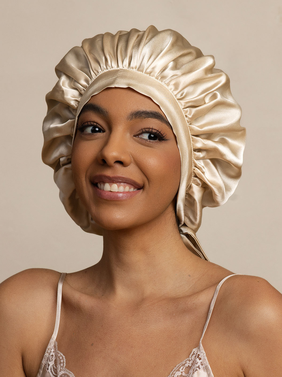 [Beige] SilkSilky-UK Pure Silk Sleep Cap 003