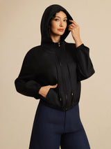 [Black] SilkSilky-UK 18Momme Silk Satin Surah Long Sleeve Stand Collar Women's Outerwear 005