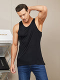 SilkSilky UK Silk Knitted Sleeveless Round Neck Men's T Shirt Black 001