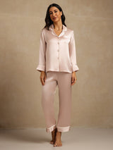 [Pink] SilkSilky-UK Long Sleeve Notch Collar Women's Pyjamas 007