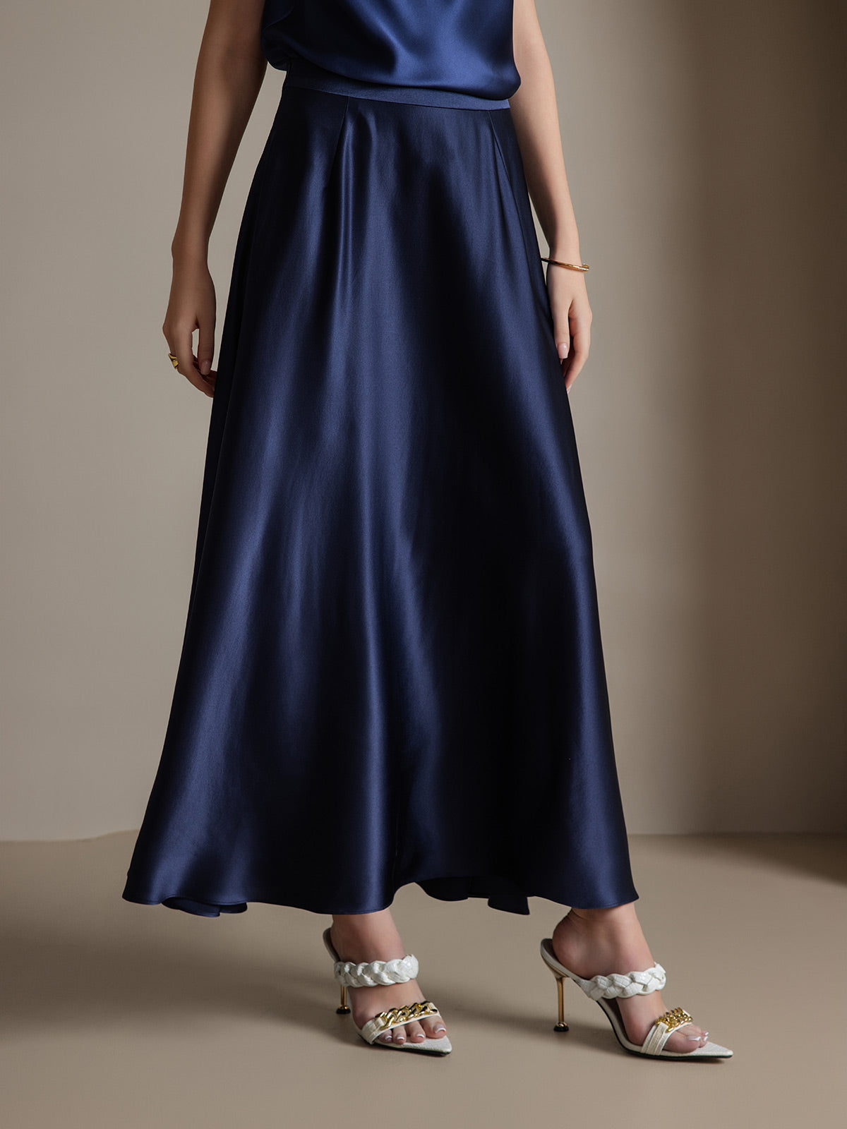 [Dark Blue] SilkSilky-UK 19Momme Silk Skirt 003