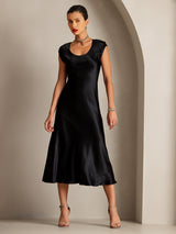 [Black] SilkSilky-UK Cap Sleeve Dress 006