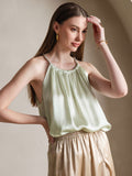 SilkSilky-UK 19Momme Silk Sleeveless Round Neck Camisole LightGreen 003