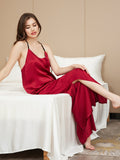 SilkSilky UK Pure Silk Sleeveless V Neck Camisole Set Wine 006