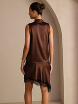 [Bitter Chocolate] SilkSilky-UK Sleeveless Tie Neck Camisole 002
