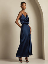 [Dark Blue] SilkSilky-UK Spaghetti Strap Cowl Neck Women's Outfit Sets 005