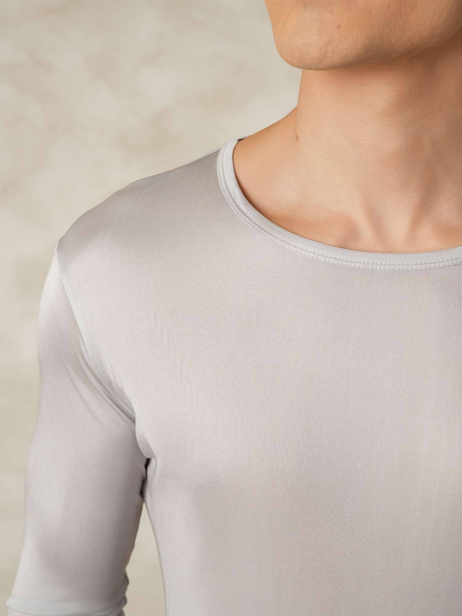 [Silver] SilkSilky-UK Silk Knitted Round Neck Men's Pyjamas 005