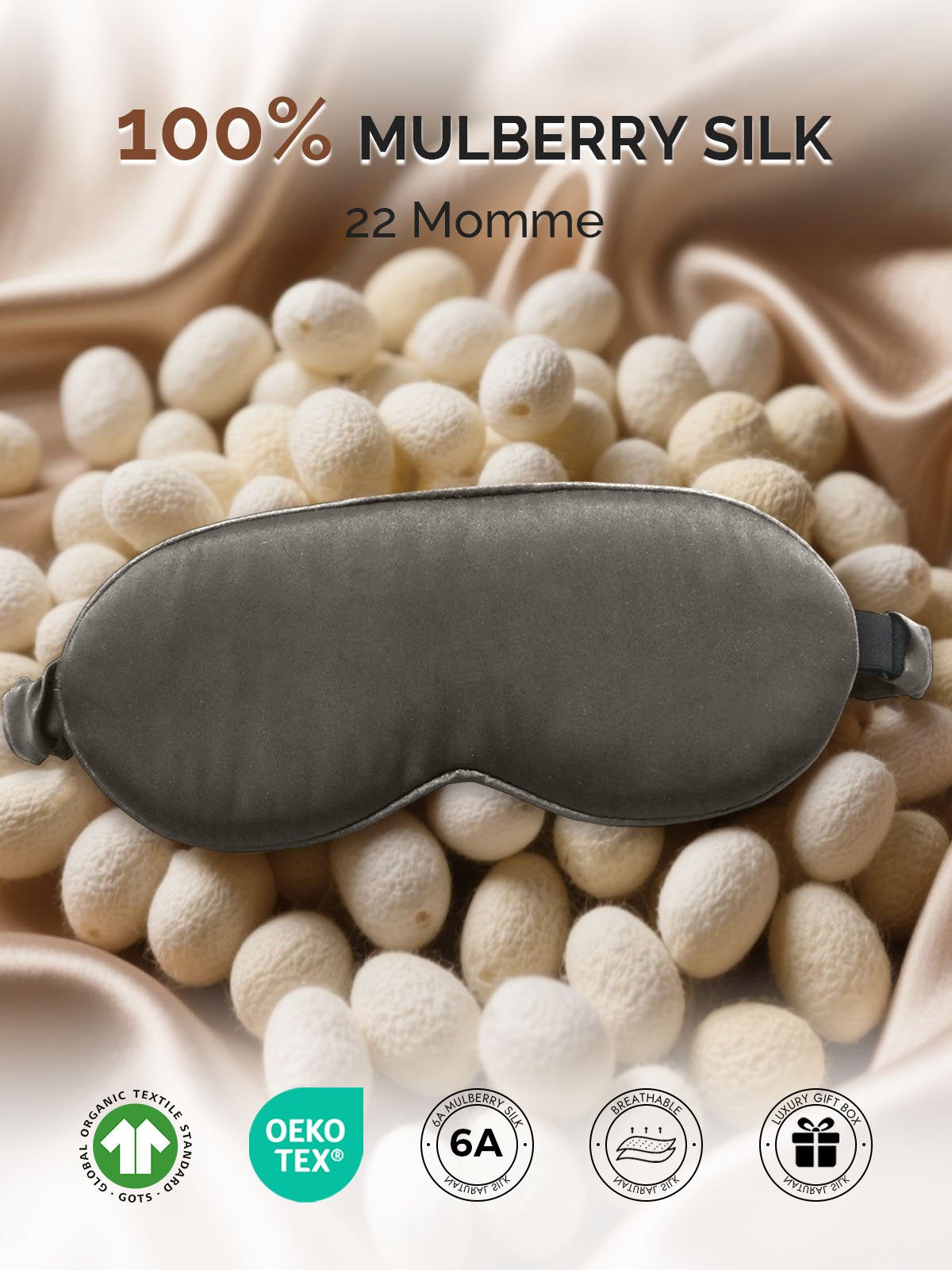 [DarkGray] SilkSilky-UK 22Momme Pure Silk Eye Mask 002