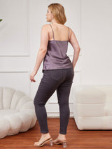 [Purple Gray] SilkSilky-UK Spaghetti Strap V Neck Plus Size Camisole Top 002