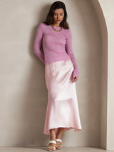 [Pink] SilkSilky-UK 19Momme Stretch Silk Charmeuse Skirt 007