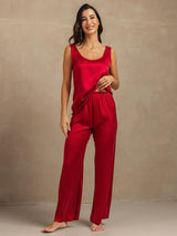 [Wine] SilkSilky-UK 19Momme Machine-Washable Silk Sleeveless Scoop Neck Women's Pyjamas 004