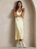 SilkSilky-UK Pure Silk Sleeveless Boat Neck Nightdress LightYellow 005