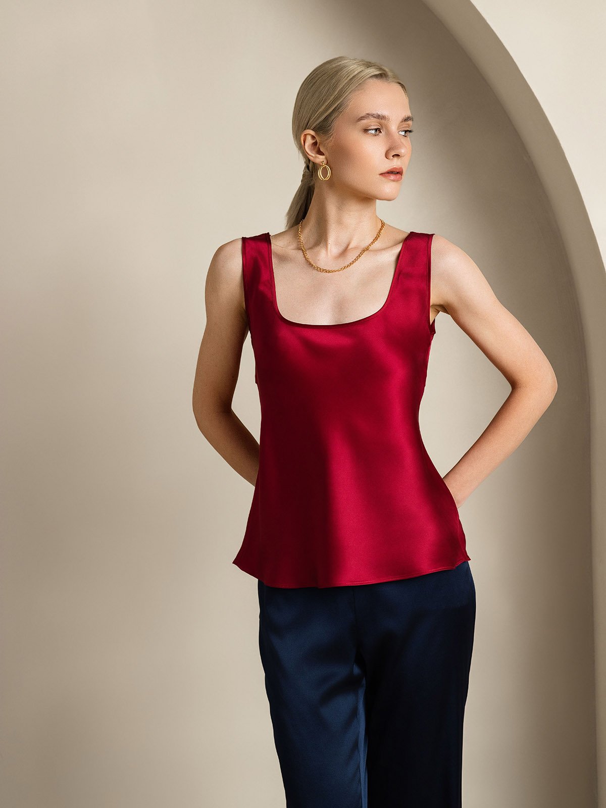 [Wine] SilkSilky-UK 19Momme Silk U Neck Camisole 003