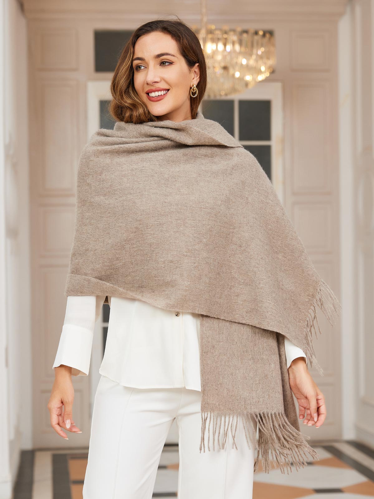 [Dark Khaki] SilkSilky-UK Wool Scarf 003