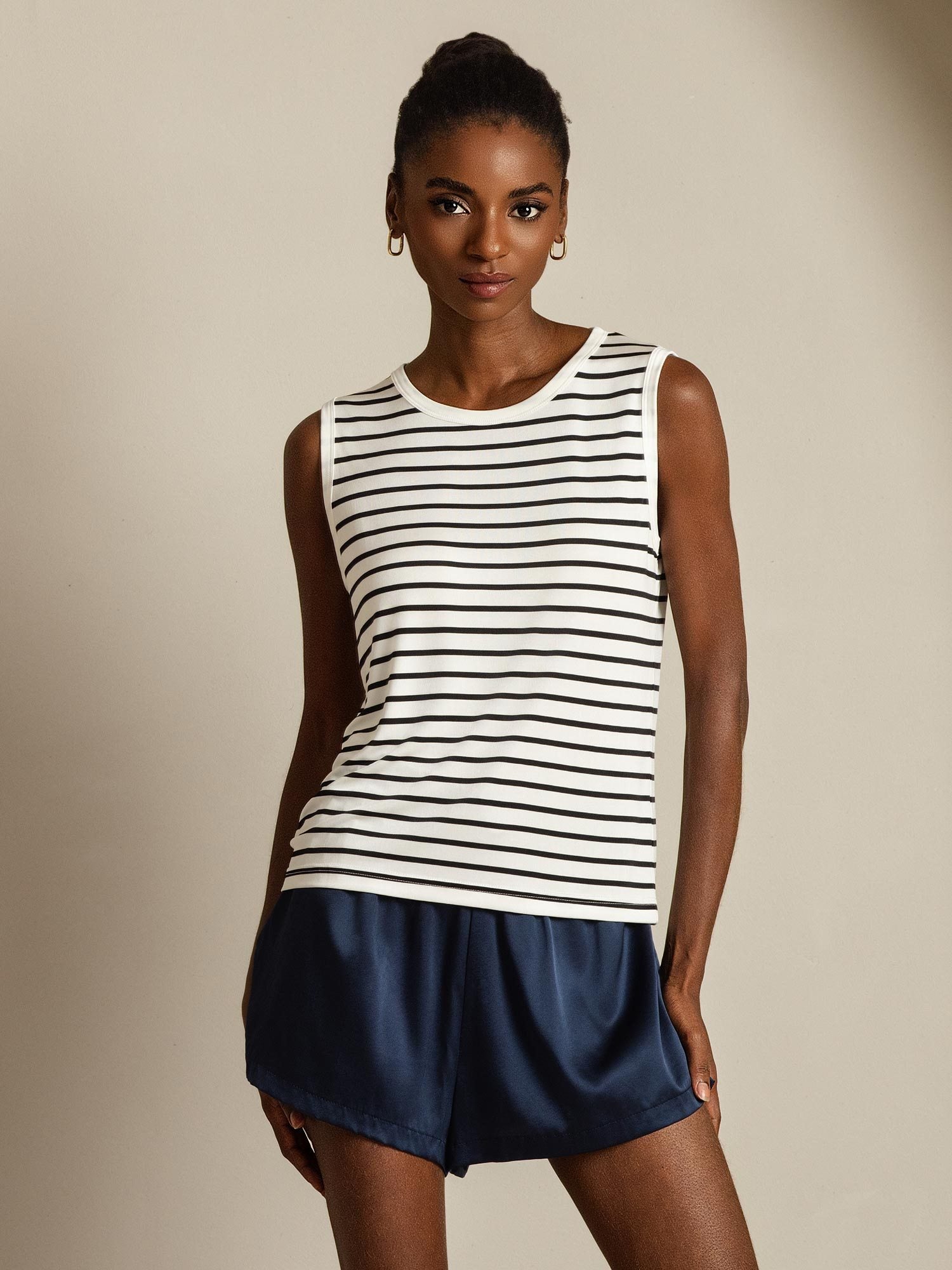 [WhiteStripe] SilkSilky-UK Pure Silk Round Neck Camisole 008