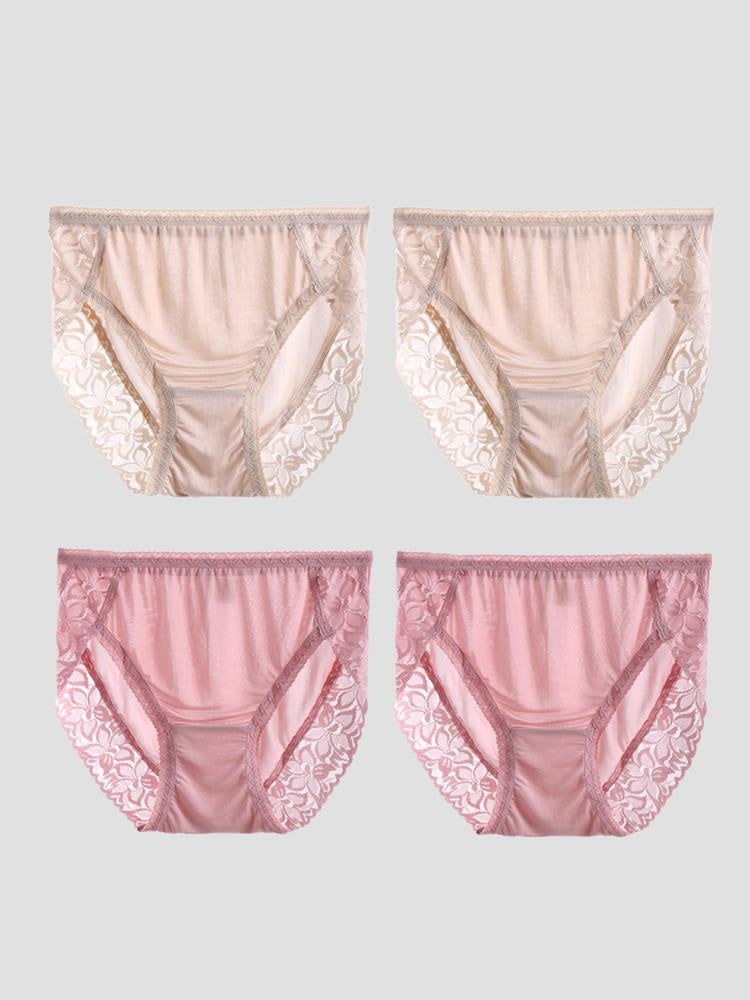 SilkSilky-UK Silk Knitted Panty Beige+Pink 003