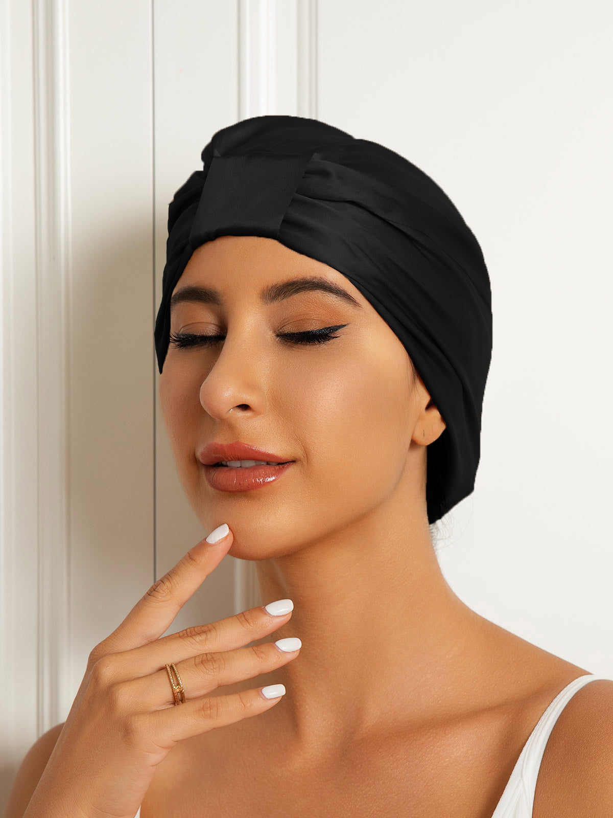 SilkSilky-UK Pure Silk Sleep Cap Black 003