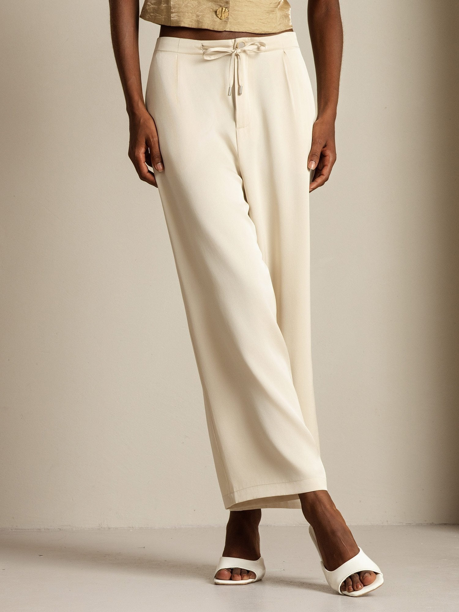 [Beige] SilkSilky-UK 19Momme Silk Womens Pants 007