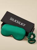 SilkSilky UK 19Momme Pure Silk Eye Mask DarkGreen 001