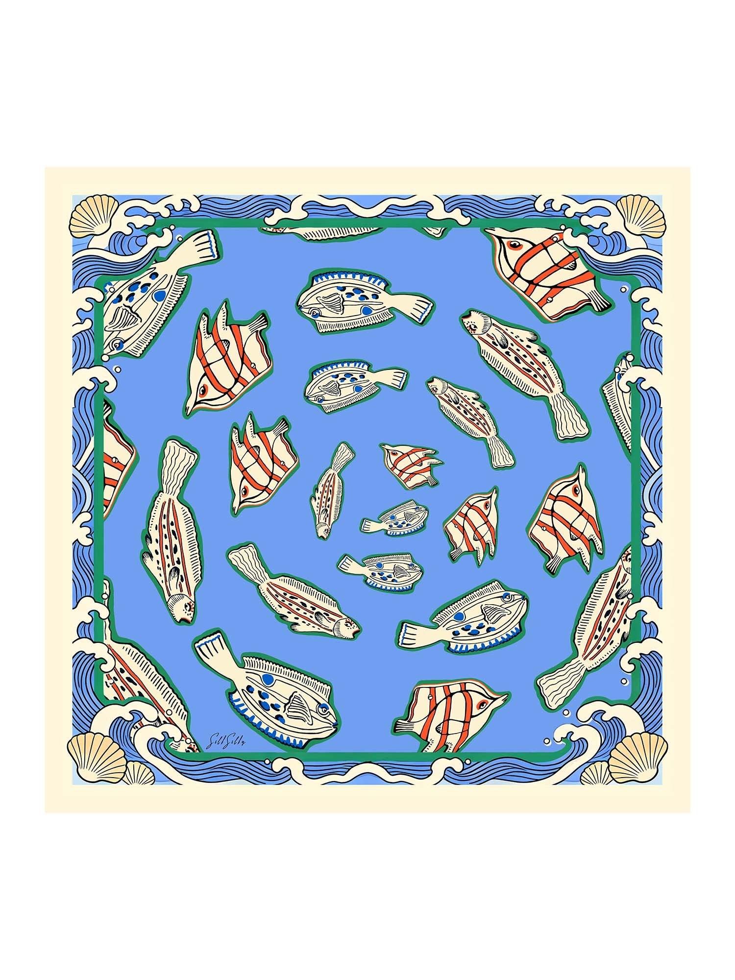 [Blue Fish] SilkSilky-UK Scarf 001