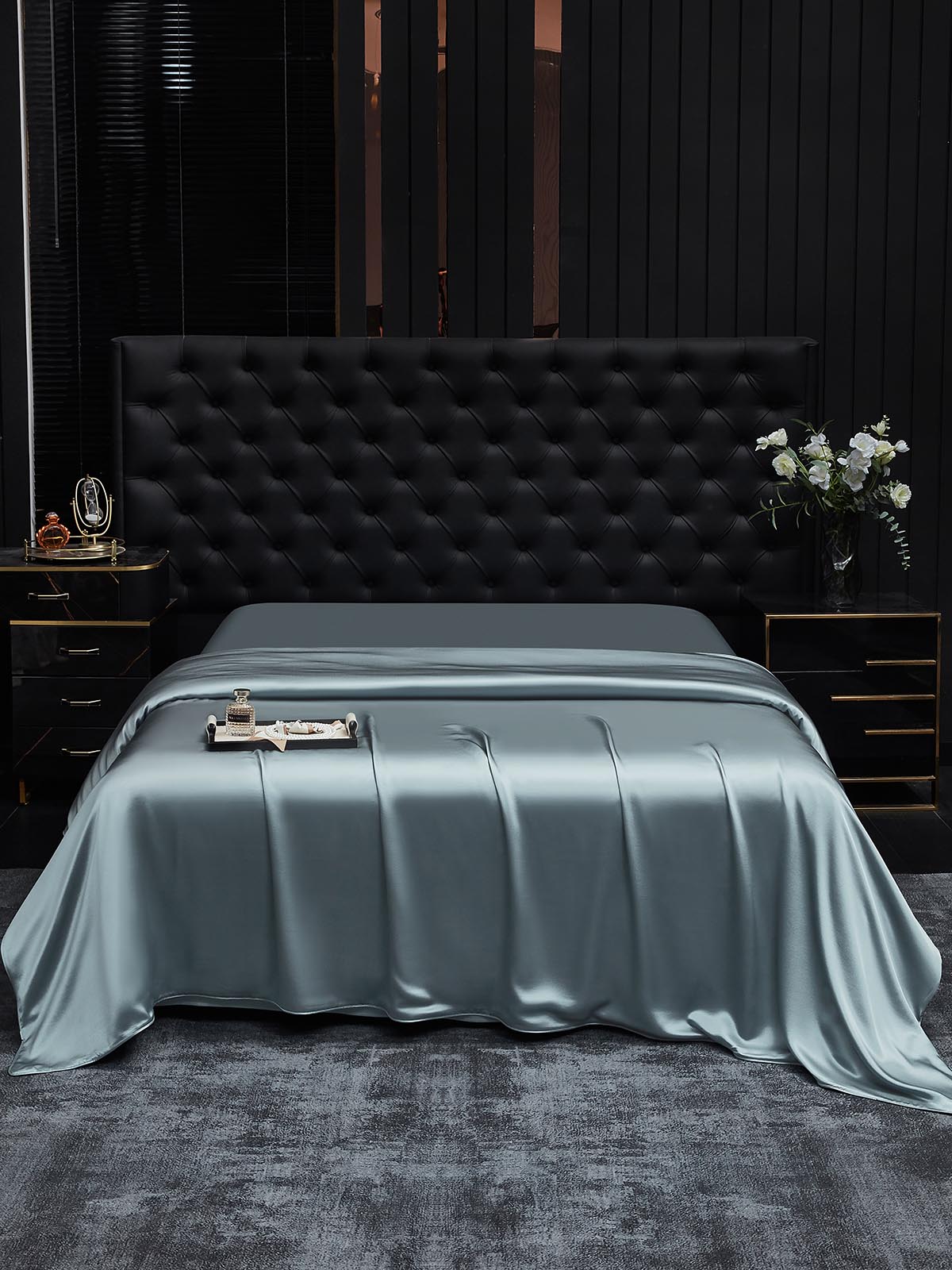 [Grayish Blue] SilkSilky-UK 22Momme Pure Silk Duvet Cover 001