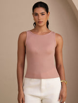 [Pink] SilkSilky-UK Sleeveless Round Neck Camisole 003