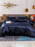 SilkSilky UK 19Momme Pure Silk Bedding Set DarkBlue 002