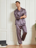 SilkSilky UK 19Momme Pure Silk Long Sleeve Lapel Men's Pyjamas Gray 001