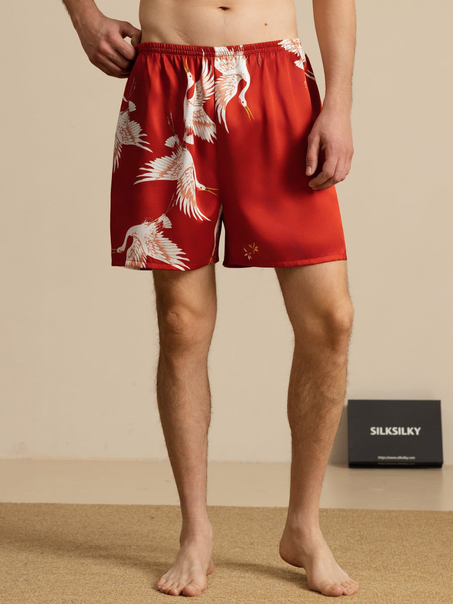 [Wine] SilkSilky-UK 19Momme Mens Sleep Bottoms 003