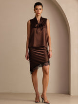 [Bitter Chocolate] SilkSilky-UK Sleeveless Tie Neck Camisole 007