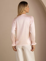 [Pink] SilkSilky-UK Long Sleeve Split Women's Blouse 002