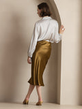 SilkSilky UK 19Momme Pure Silk Skirt Brown 002