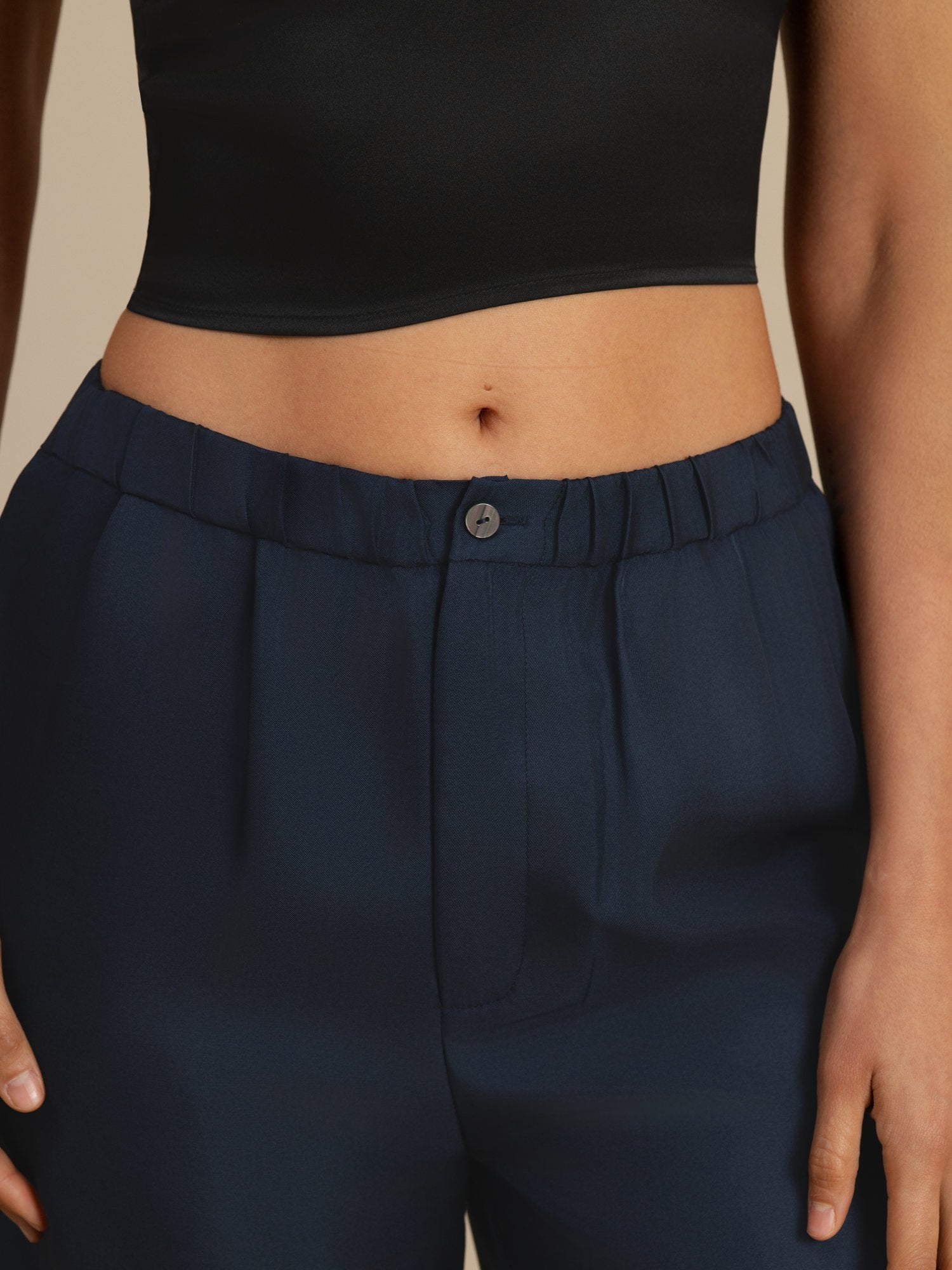 [Dark Blue] SilkSilky-UK 18Momme Silk Satin Surah Womens Pants 004