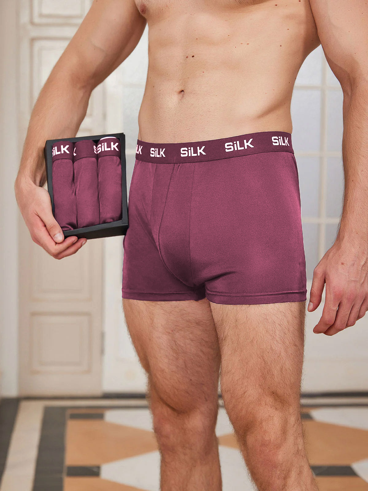 [Wine] SilkSilky-UK Pure Silk Mens Underwear 001