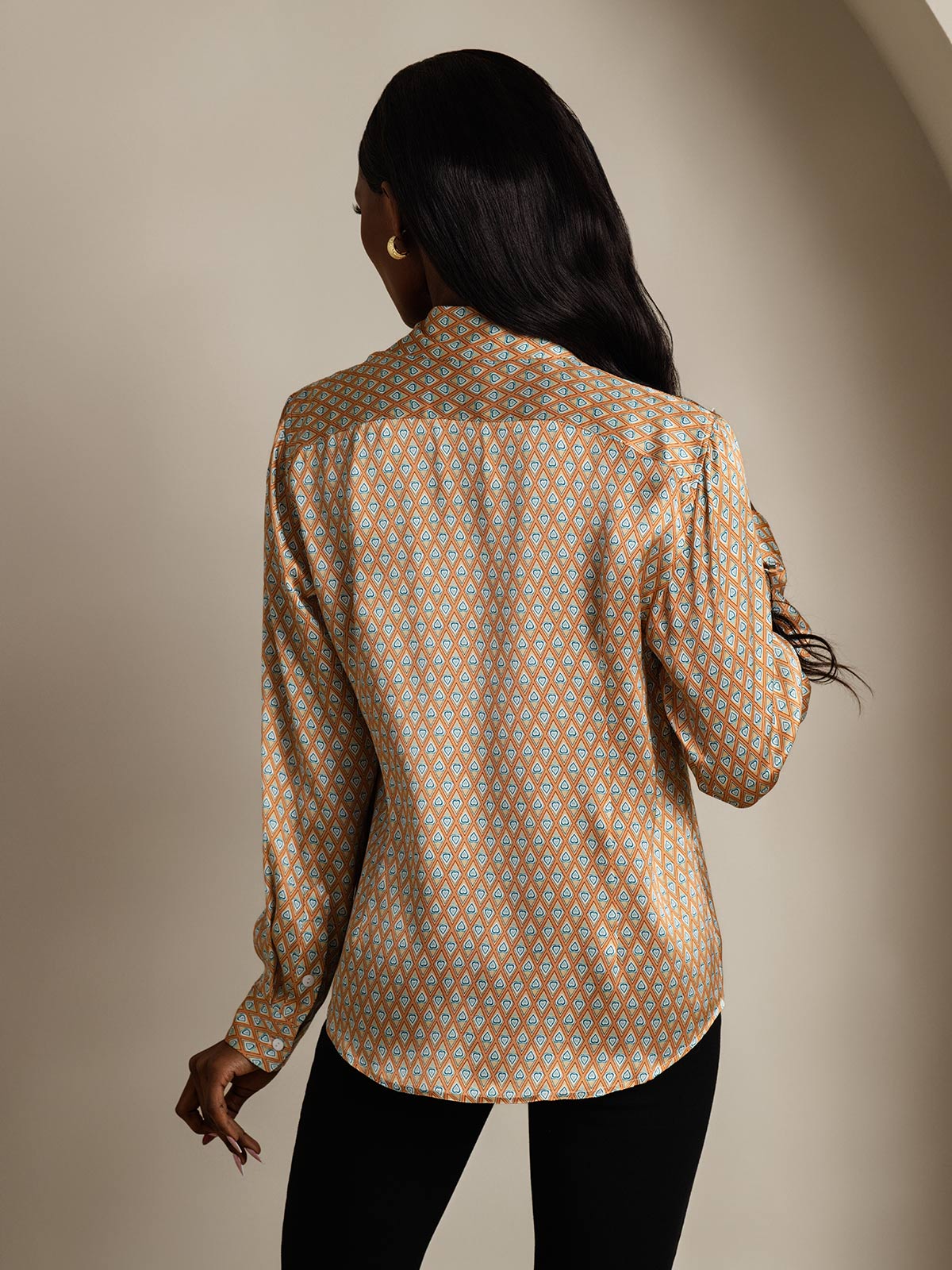 [Floral] SilkSilky-UK Silk Collar Women's Shirt 002