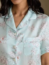[Sky Floral] SilkSilky-UK Short Sleeve Notch Collar Women's Pyjamas 005