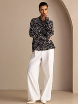 [Black Wave] SilkSilky-UK Long Sleeve Lapel Collar Women's Shirt 005