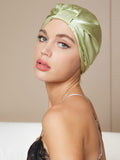 SilkSilky-UK Pure Silk Sleep Cap LightGreen 001