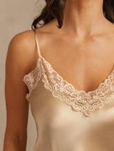 [Champagne] SilkSilky-UK Spaghetti Strap V Neck Camisole Set 005