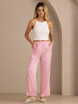 [Pink Pinstripe] SilkSilky-UK Womens Pants 005